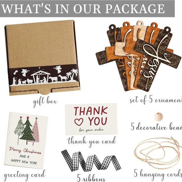 Wooden Cross Ornaments Christmas Tree Religious Gifts for Women Faith - Picture 6 of 6